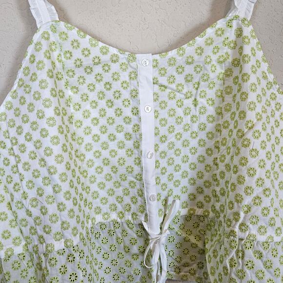 Modcloth Darling for the Prairie Peplum Tank Top White Green Floral Plus Size 2x - Picture 3 of 9